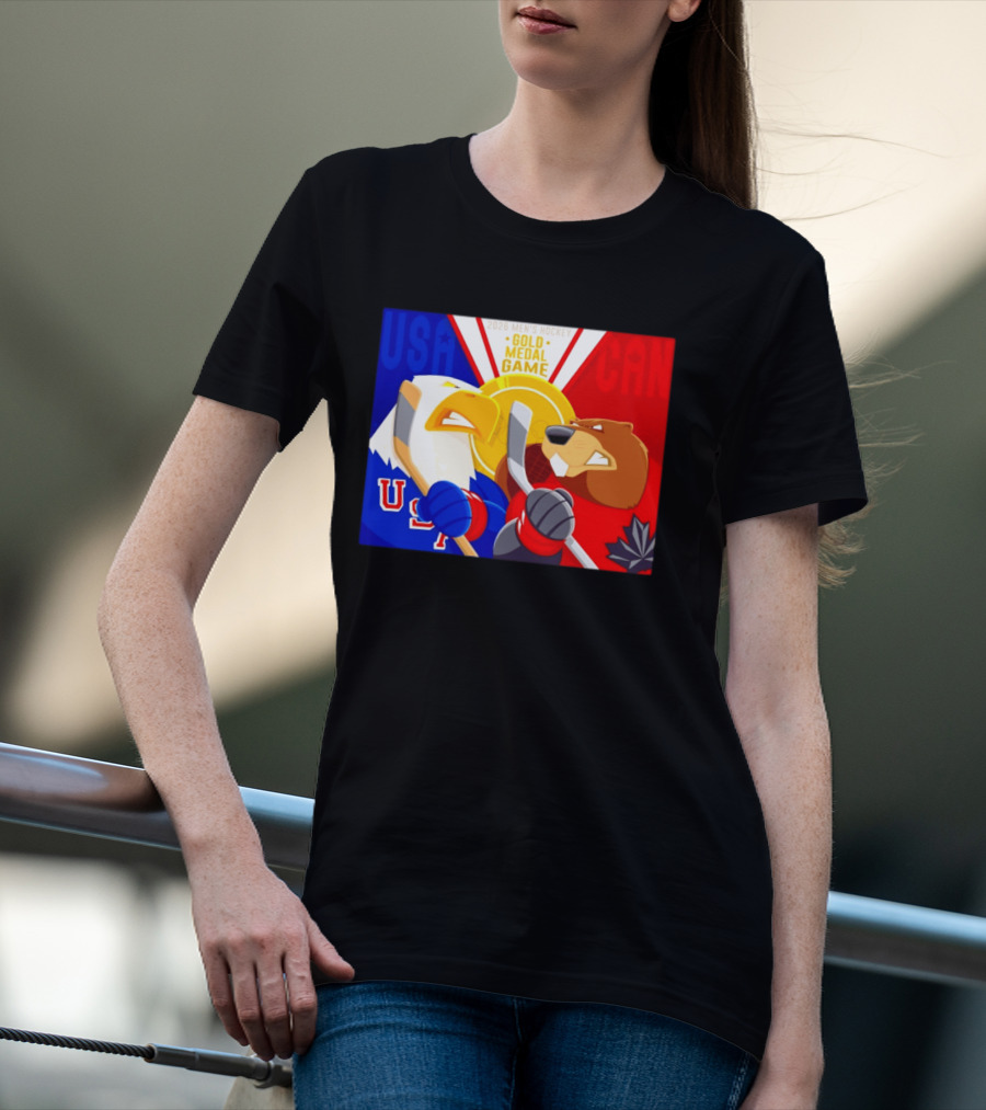 USA Vs Canada 2026 Men's Hockey Gold Medal Game Eagle Vs Beaver Showdown T-Shirt
