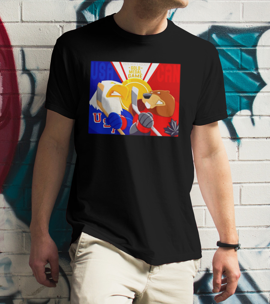 USA Vs Canada 2026 Men's Hockey Gold Medal Game Eagle Vs Beaver Showdown T-Shirt