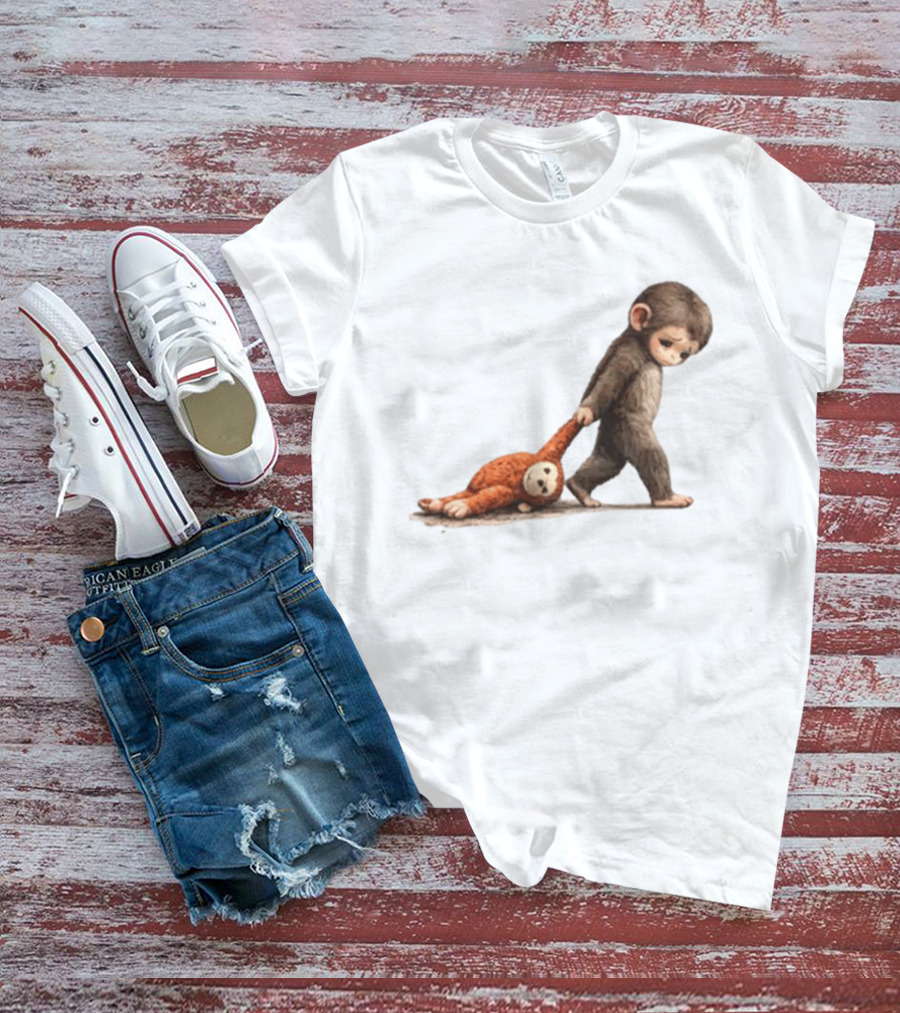 Monkey Baby Dragging Toy Monkey T-Shirt