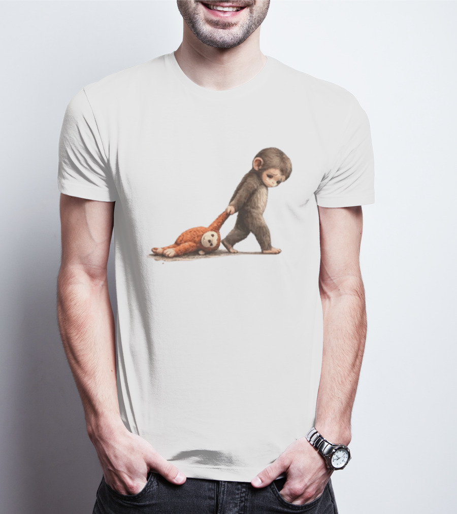Monkey Baby Dragging Toy Monkey T-Shirt