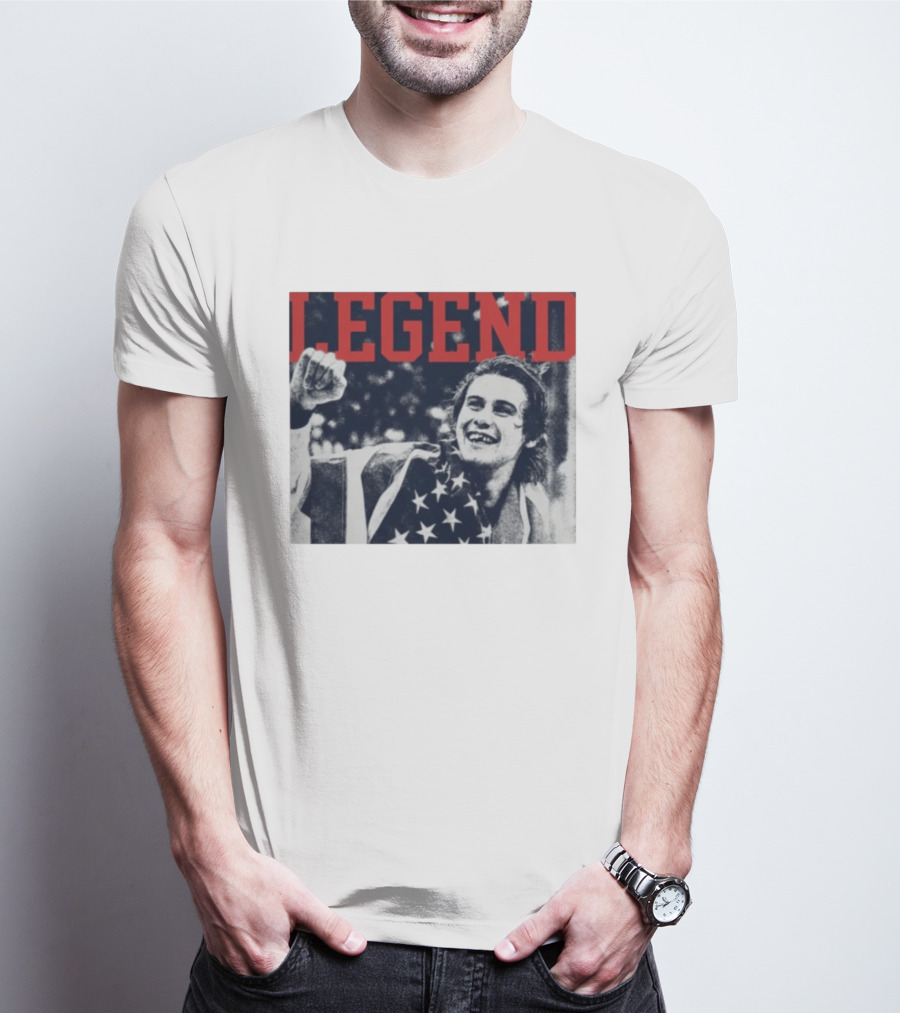 The Ice Sacrifice Jack Hughes Legend Fist Raised American Flag T-Shirt