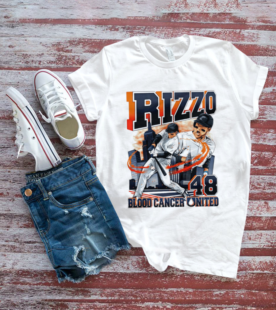 Rizzo 48 Blood Cancer United Hand Drawn Baseball T-Shirt