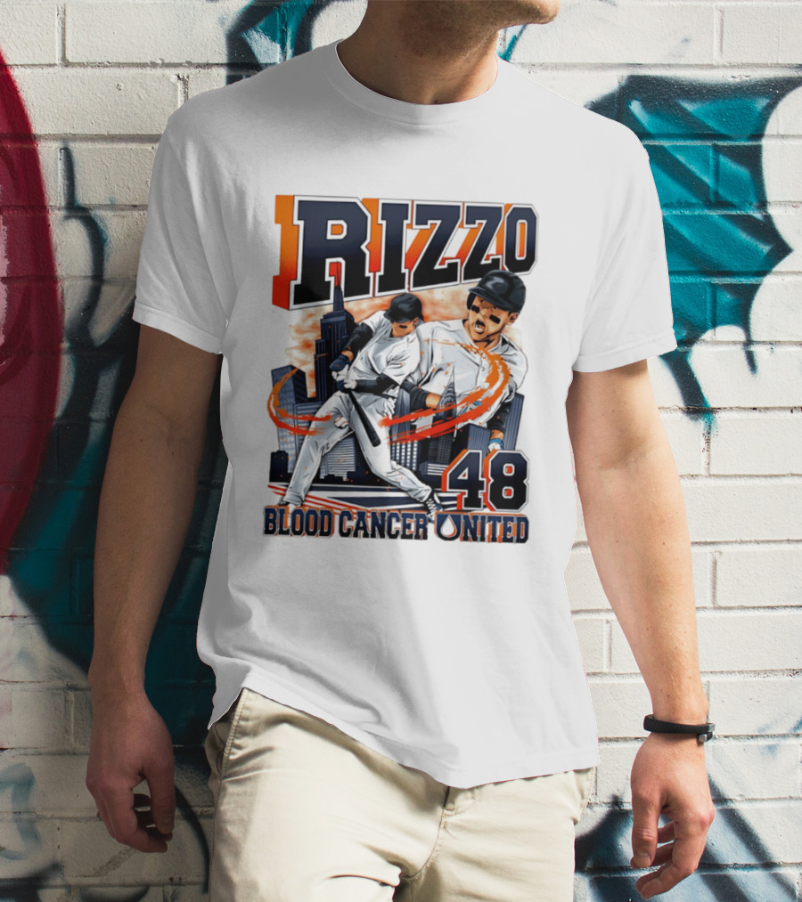 Rizzo 48 Blood Cancer United Hand Drawn Baseball T-Shirt