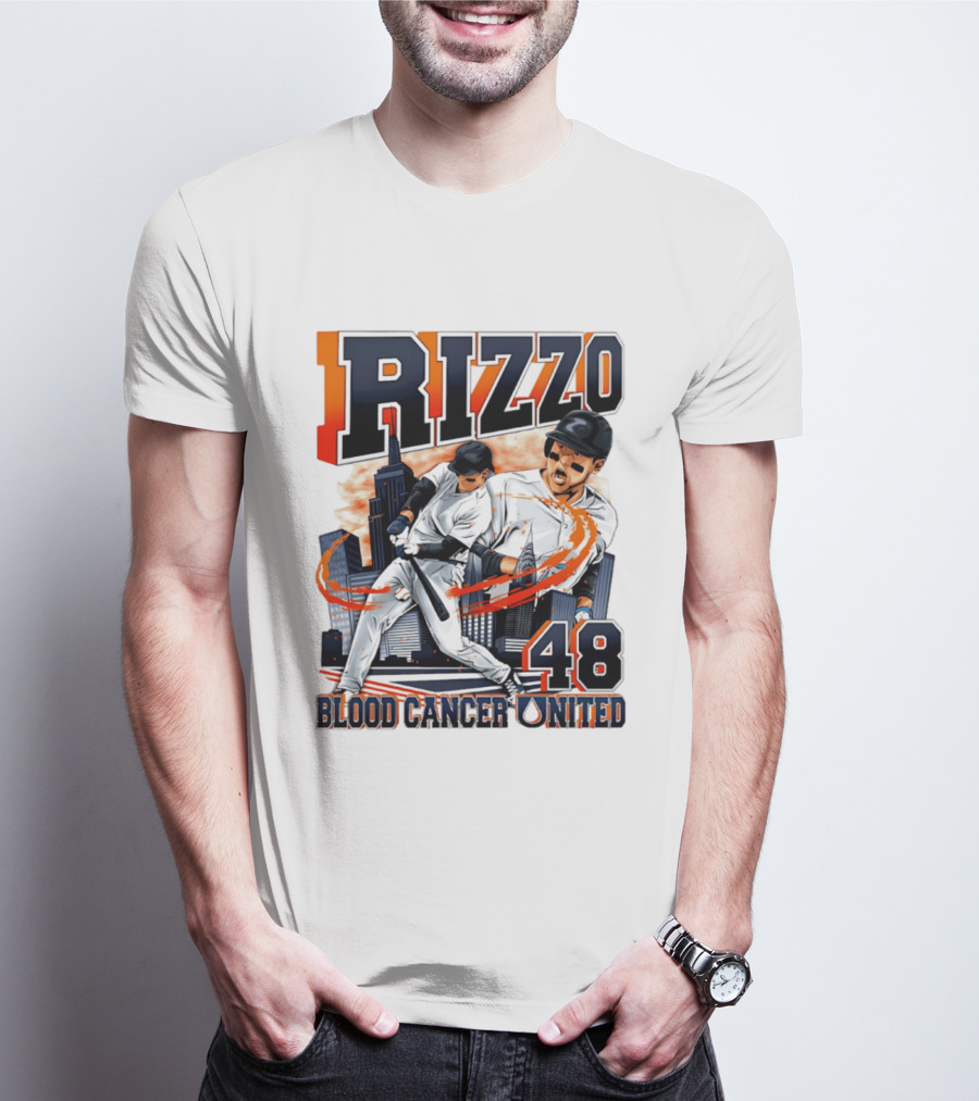 Rizzo 48 Blood Cancer United Hand Drawn Baseball T-Shirt