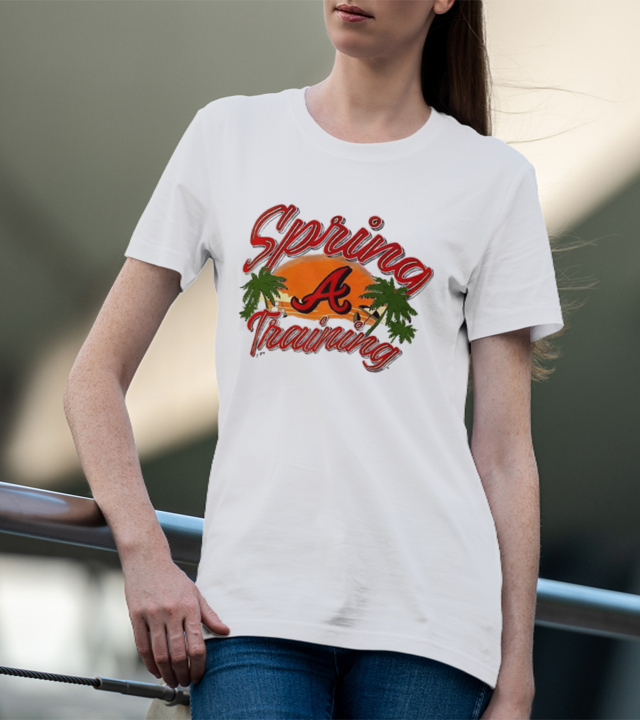 Atlanta Braves Spring Training Sunset Logo Palm Trees T-Shirt