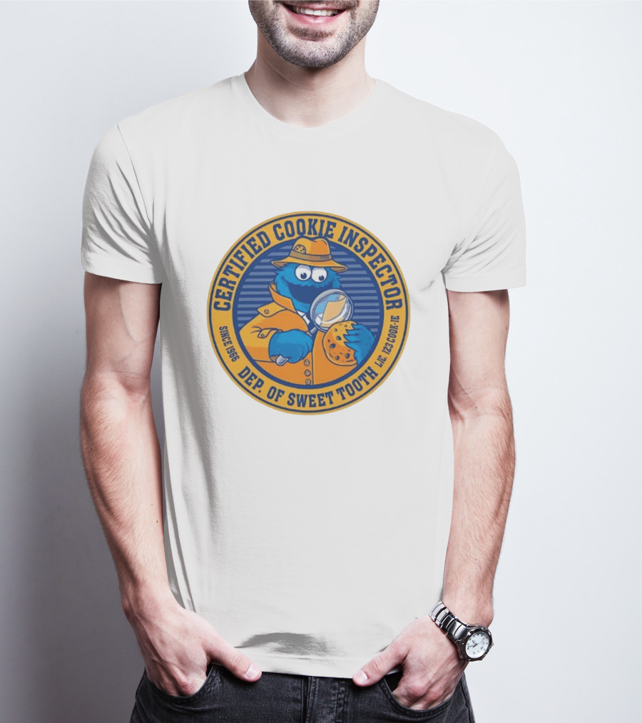 Certified Cookie Inspector Cookie Monster Since 1996 Dept Of Sweet Tooth T-Shirt