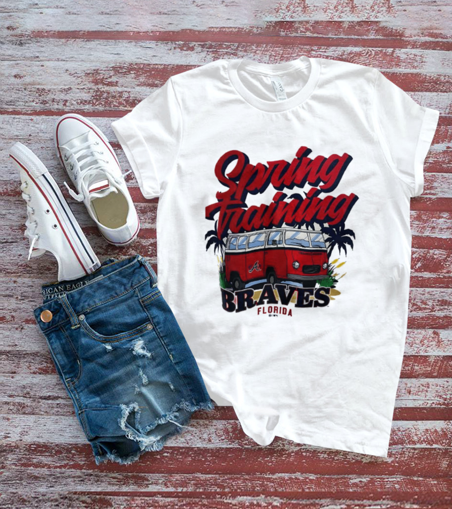 Spring Training Braves Florida Vintage VW Bus Palm Trees T-Shirt