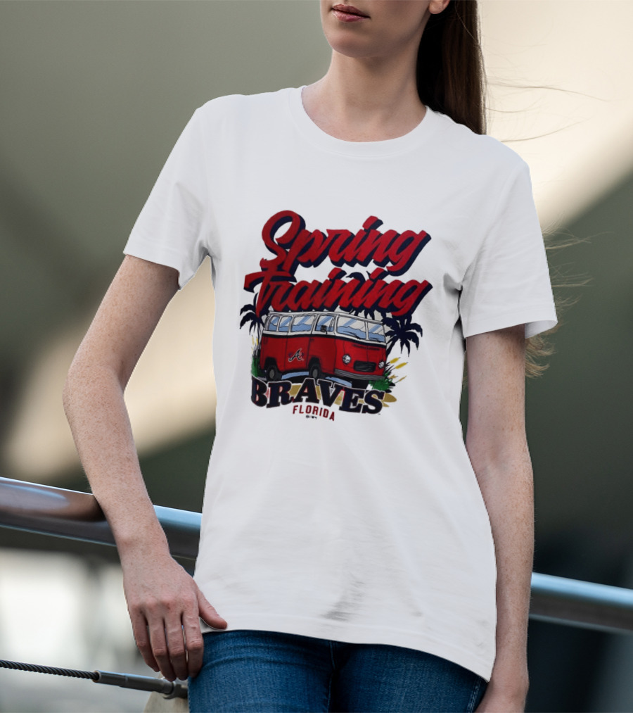 Spring Training Braves Florida Vintage VW Bus Palm Trees T-Shirt