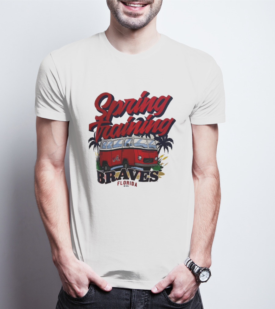 Spring Training Braves Florida Vintage VW Bus Palm Trees T-Shirt