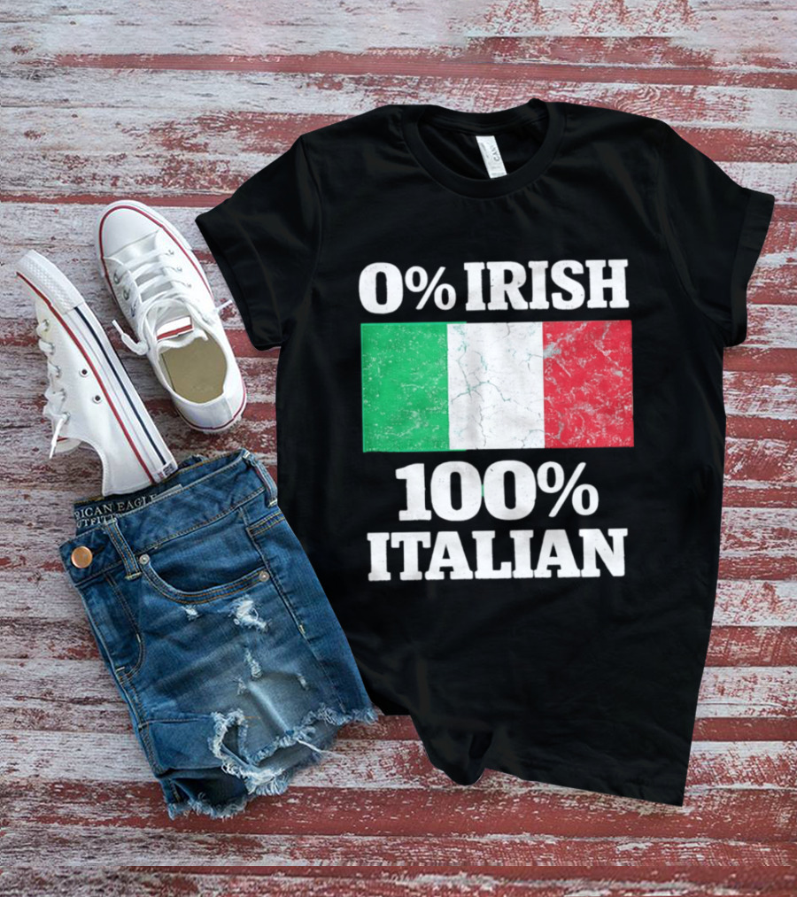 0 Irish 100 Italian Flag Heritage Pride Italy T-Shirt