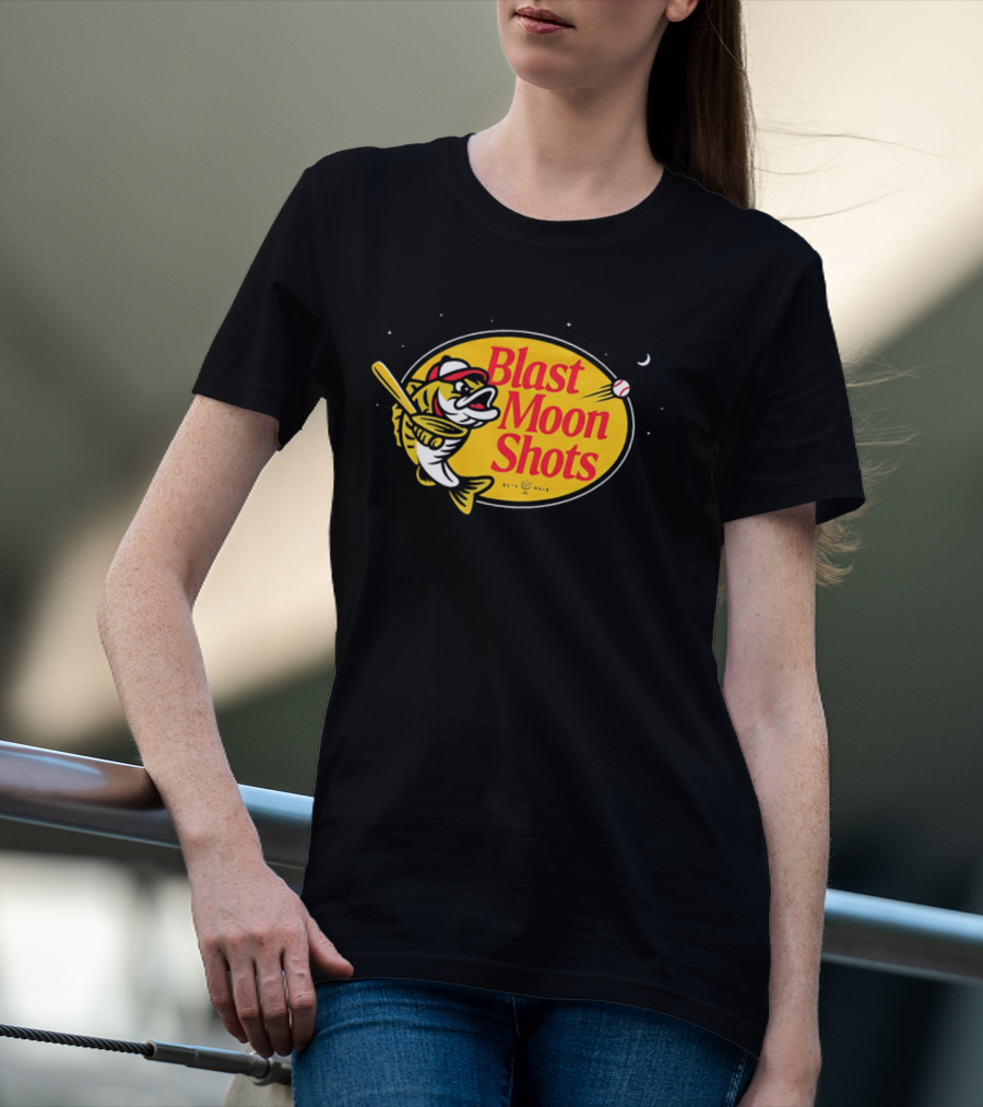 Blast Moon Shots Baseball Fish Swinging Bat T-Shirt