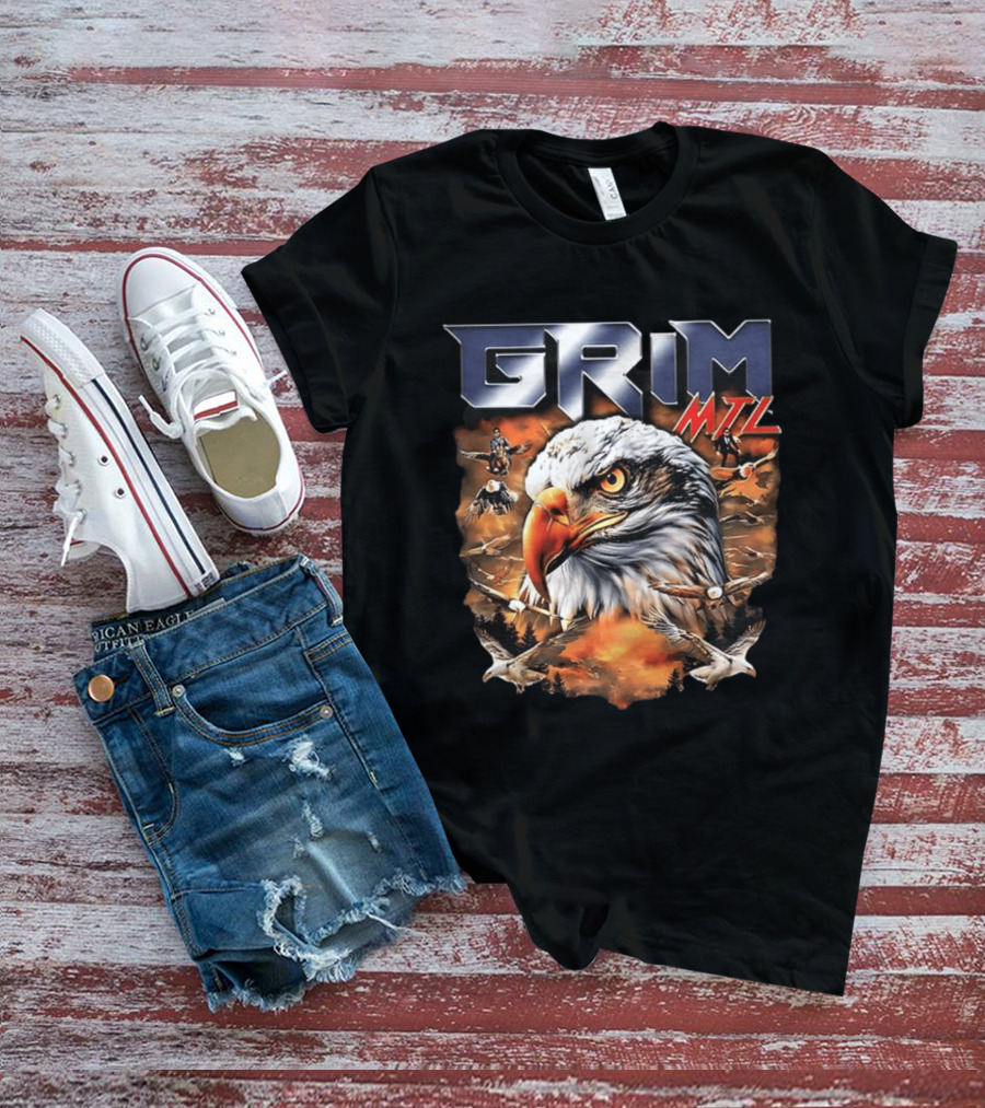 Grim MTL Bald Eagle Fierce Wildlife Scene T-Shirt
