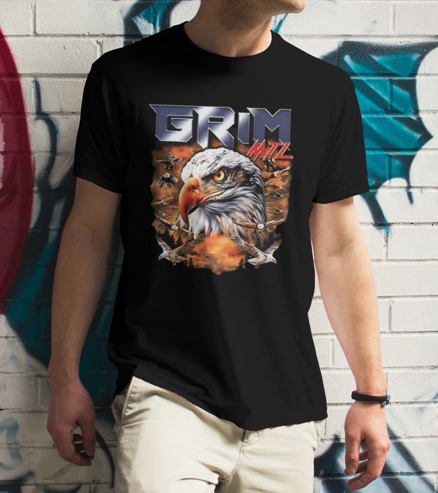 Grim MTL Bald Eagle Fierce Wildlife Scene T-Shirt