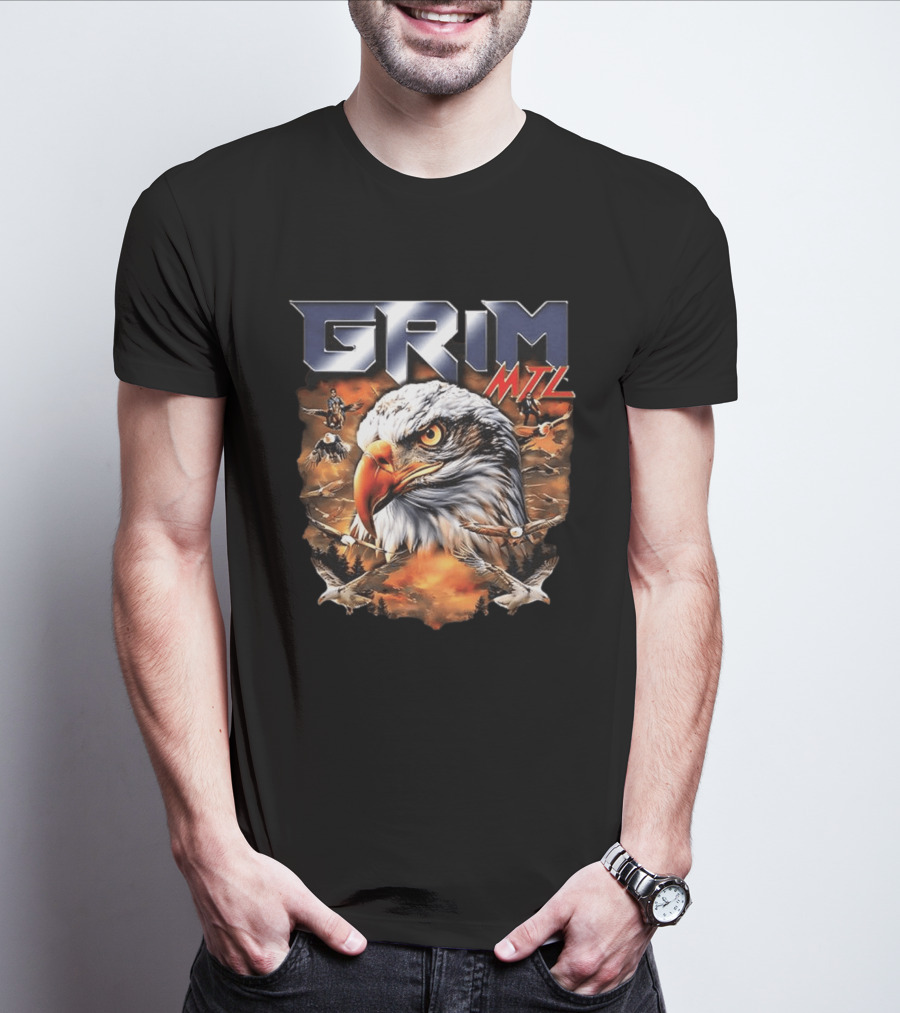 Grim MTL Bald Eagle Fierce Wildlife Scene T-Shirt