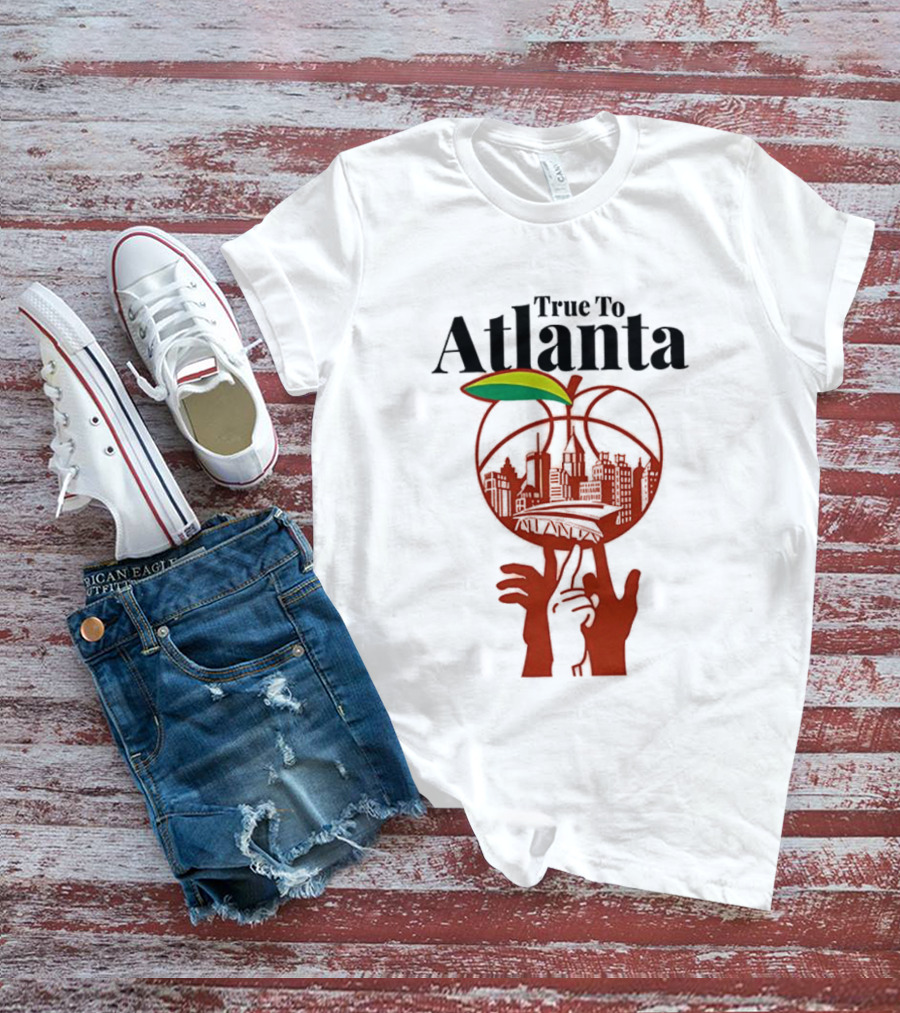 True To Atlanta City Skyline In Peach T-Shirt
