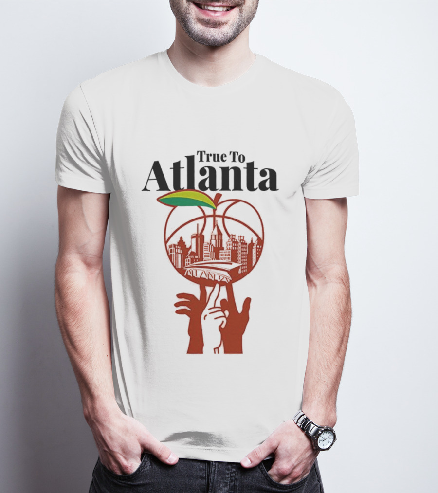 True To Atlanta City Skyline In Peach T-Shirt