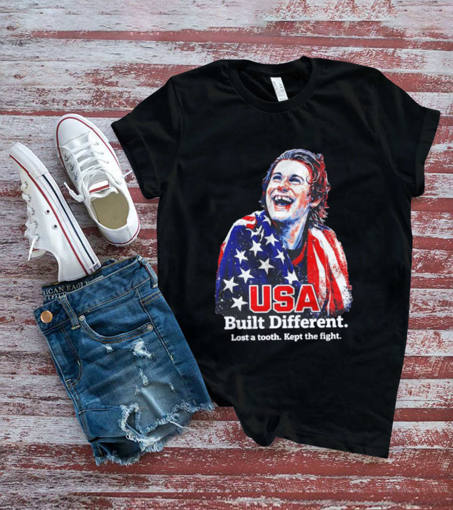 USA Gold Hockey Jack Hughes Built Different Lost A Tooth Kept The Fight T-Shirt