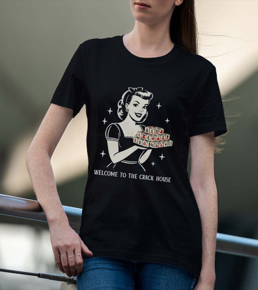 Welcome To The Crack House Retro Style Mahjong Blocks Lady T-Shirt