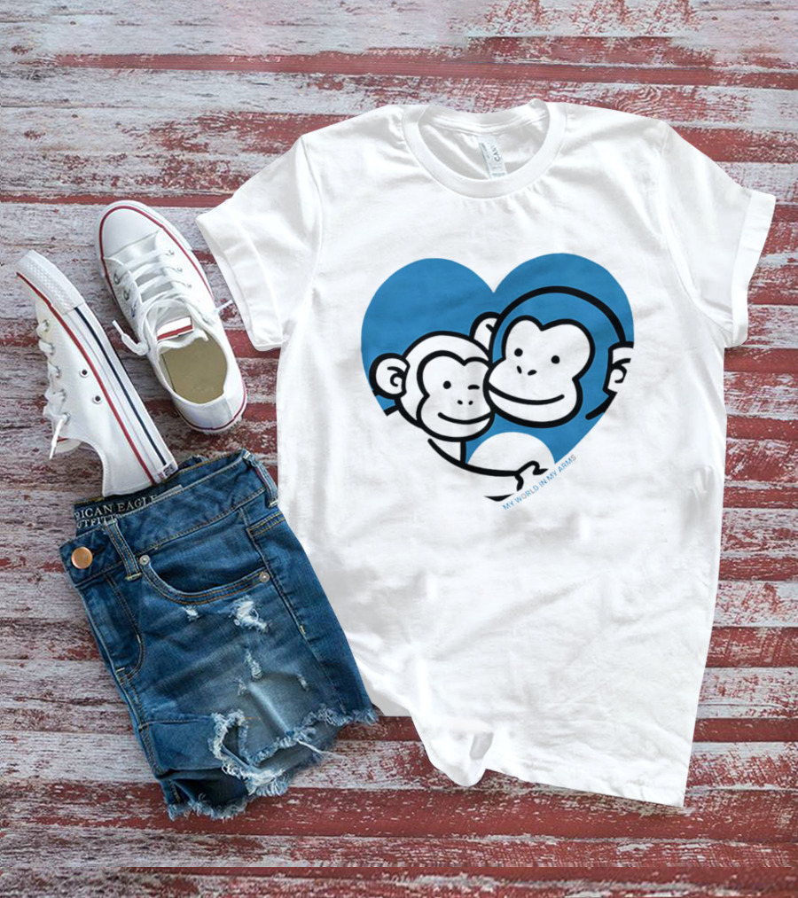 My World In My Arms Heart With Punchi Monkeys T-Shirt