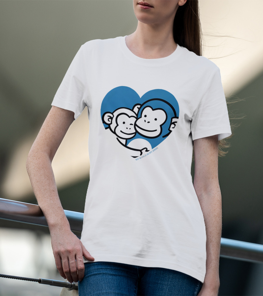 My World In My Arms Heart With Punchi Monkeys T-Shirt