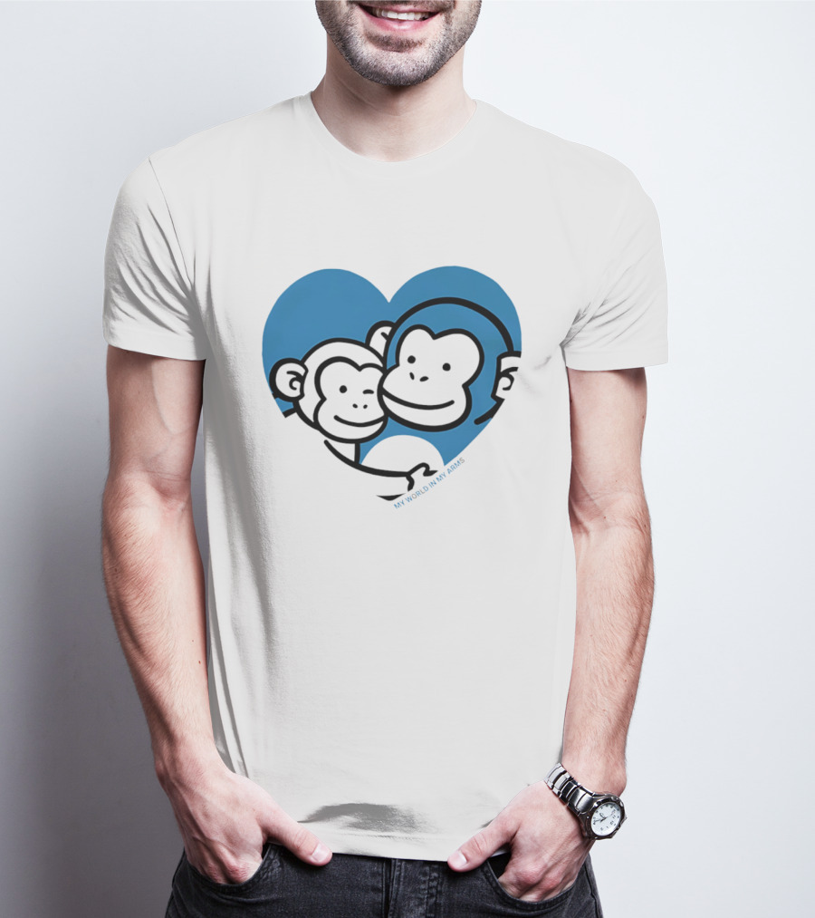 My World In My Arms Heart With Punchi Monkeys T-Shirt