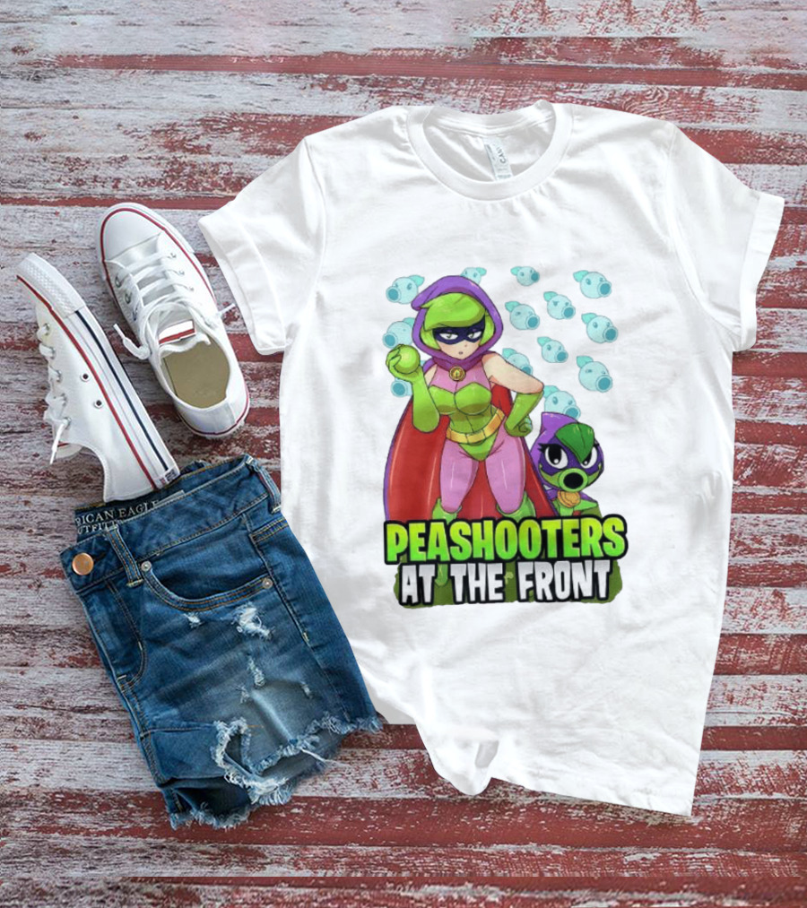 Peashooters At The Front Superhero Style Action Adventure T-Shirt
