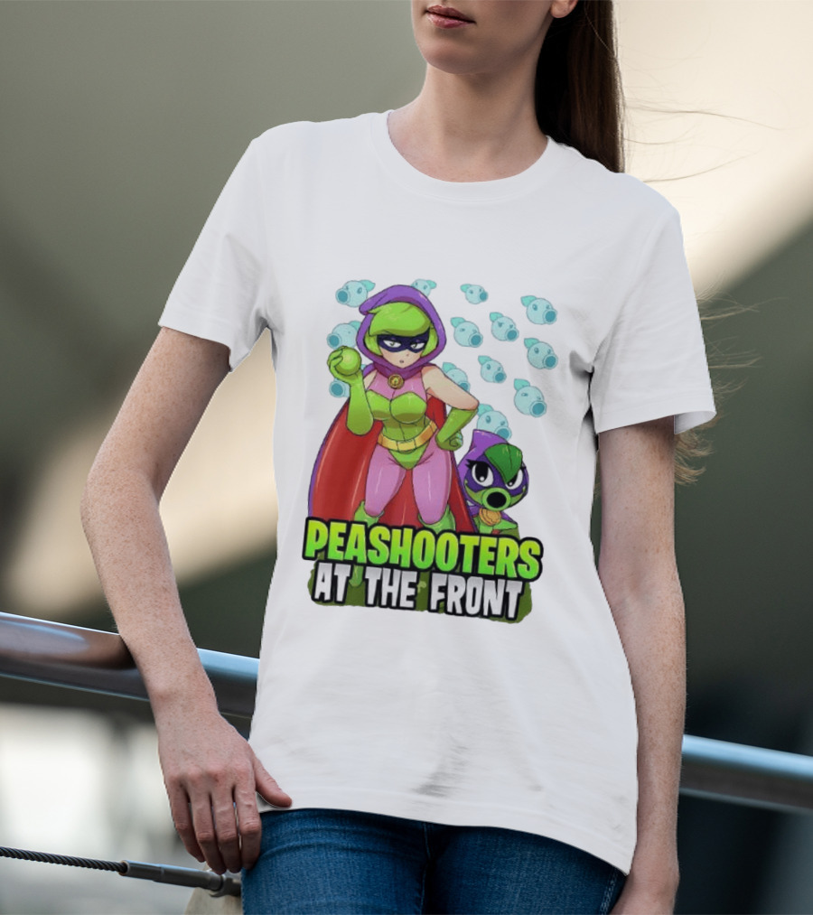 Peashooters At The Front Superhero Style Action Adventure T-Shirt