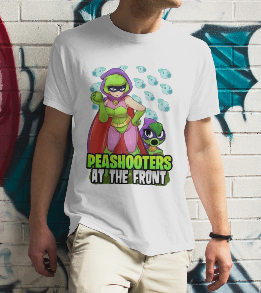 Peashooters At The Front Superhero Style Action Adventure T-Shirt