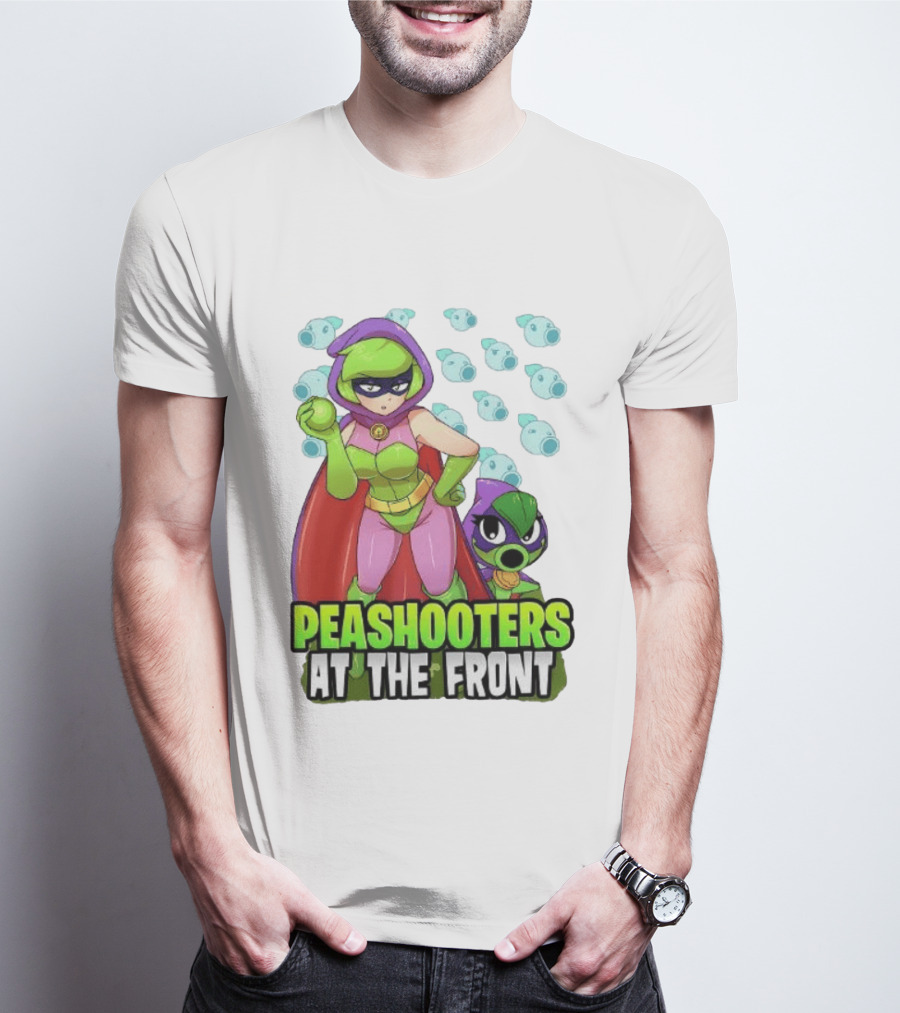 Peashooters At The Front Superhero Style Action Adventure T-Shirt