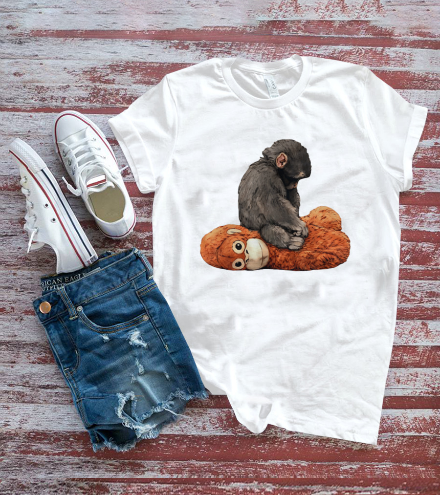 Punch Kun Protect Baby Monkey Comfort Plush Hugging Companion T-Shirt