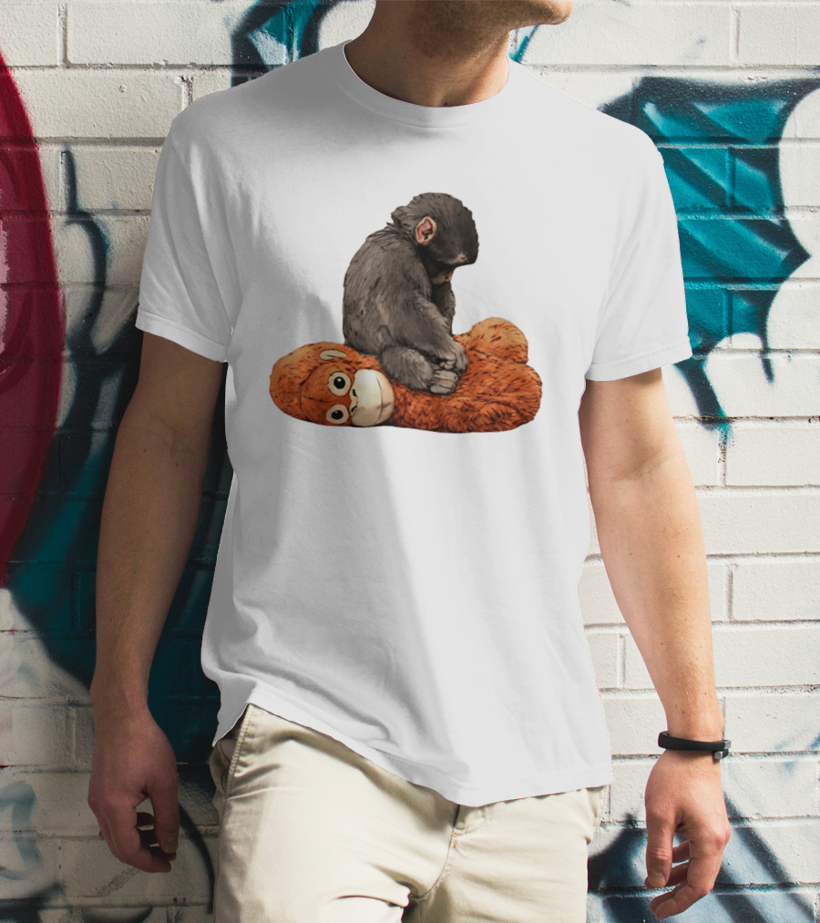 Punch Kun Protect Baby Monkey Comfort Plush Hugging Companion T-Shirt