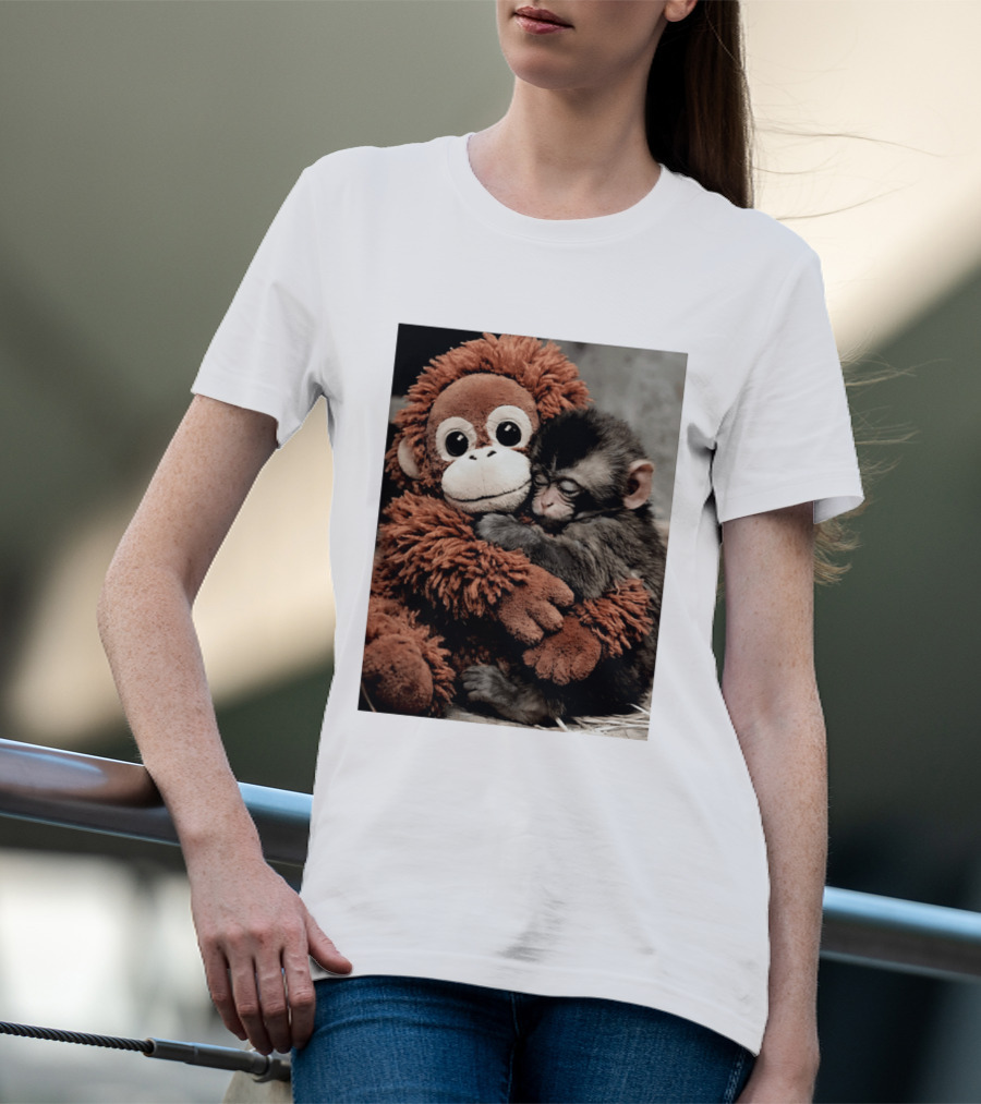 Punch Kun Cuddly Punch Monkey Hugging Plush Toy T-Shirt