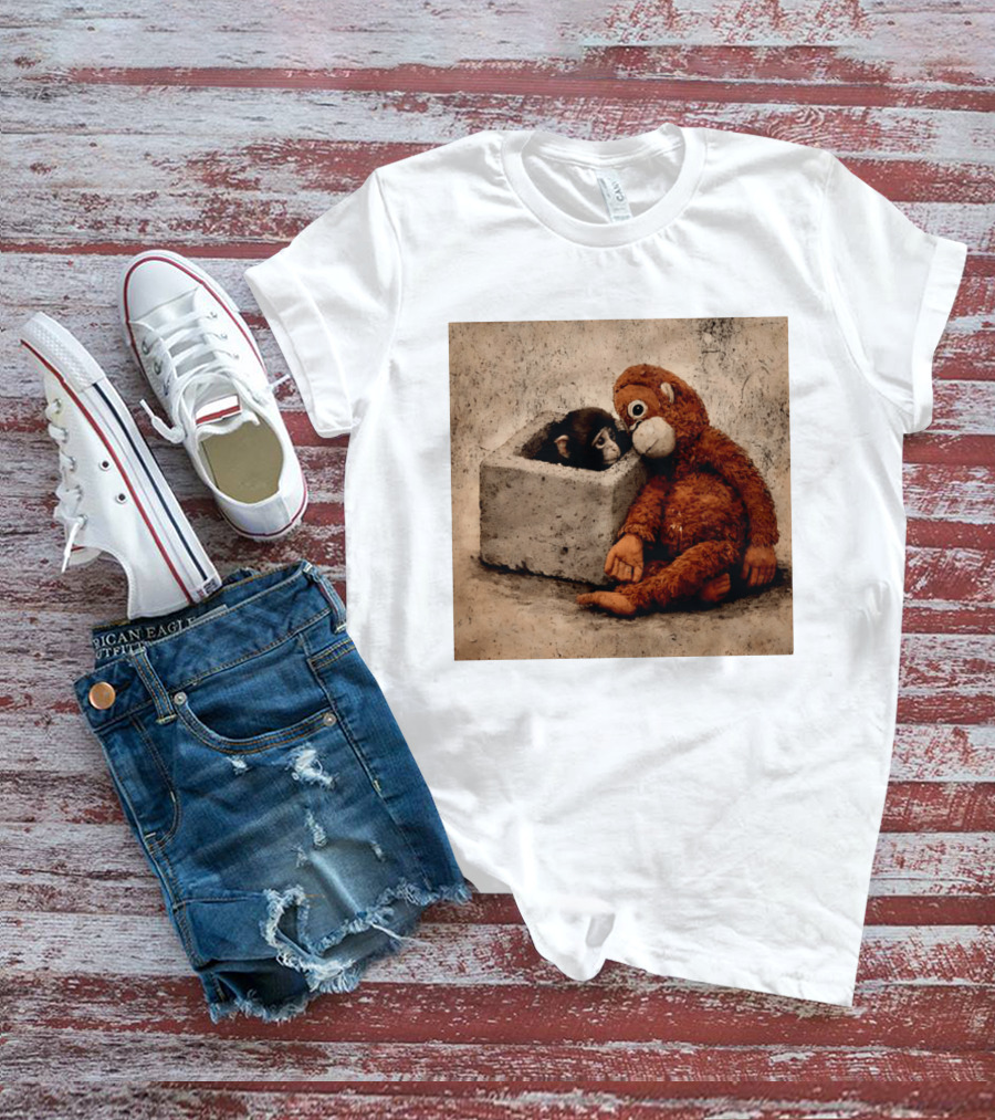 Punch Kun Punch The Monkey Cuddling Plush Toy Block Scene T-Shirt