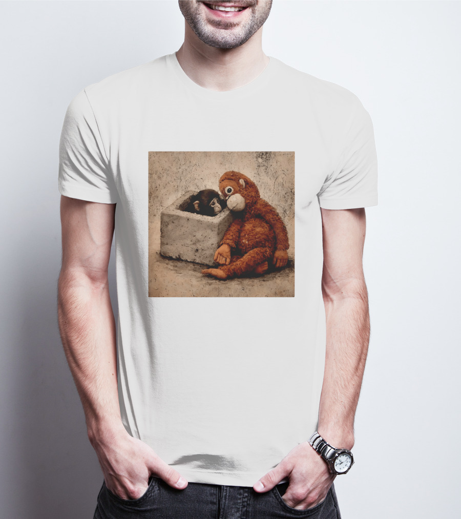 Punch Kun Punch The Monkey Cuddling Plush Toy Block Scene T-Shirt