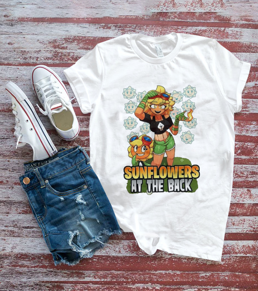 Sunflowers At The Back Colorful Character With Goggles And Fire Magic T-Shirt
