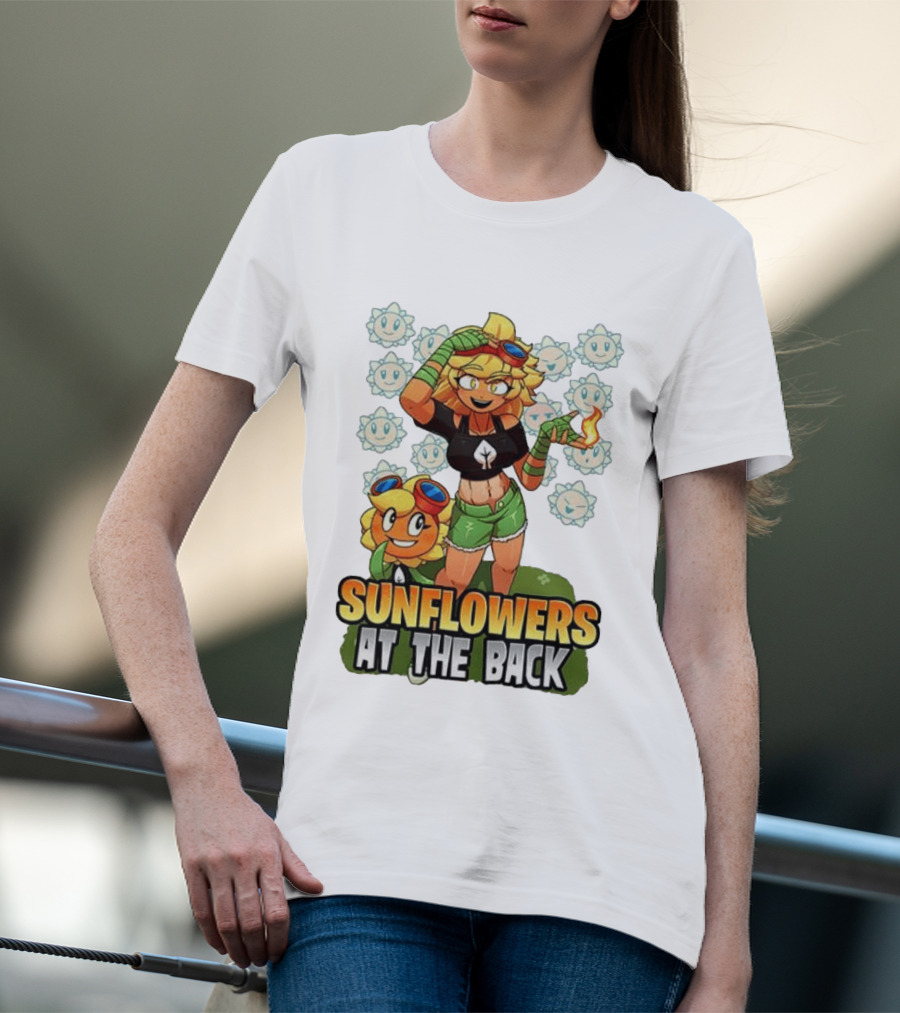 Sunflowers At The Back Colorful Character With Goggles And Fire Magic T-Shirt