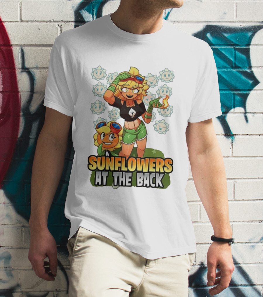 Sunflowers At The Back Colorful Character With Goggles And Fire Magic T-Shirt