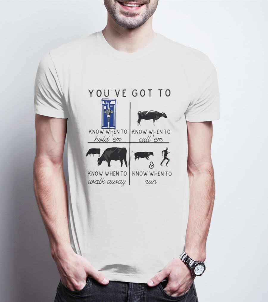 You've Got To Know When To Hold 'Em Cull 'Em Walk Away And Run Cow T-Shirt