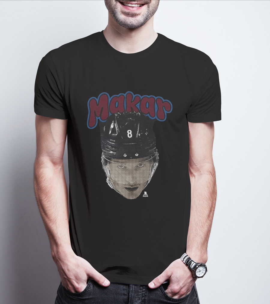 Cale Makar 8 Big Face Colorado Avalanche Hockey T-Shirt