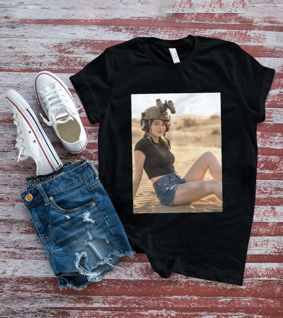 Emma Stone Desert Night Vision Helmet Adventure T-Shirt