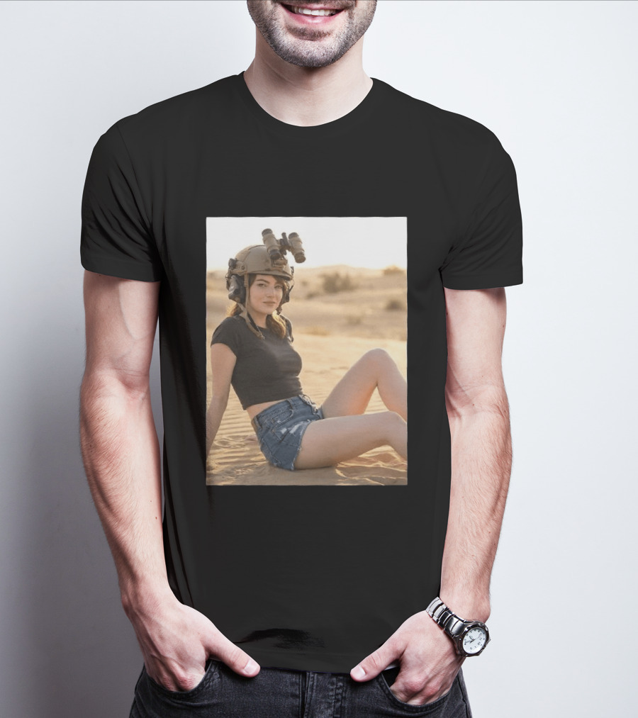 Emma Stone Desert Night Vision Helmet Adventure T-Shirt
