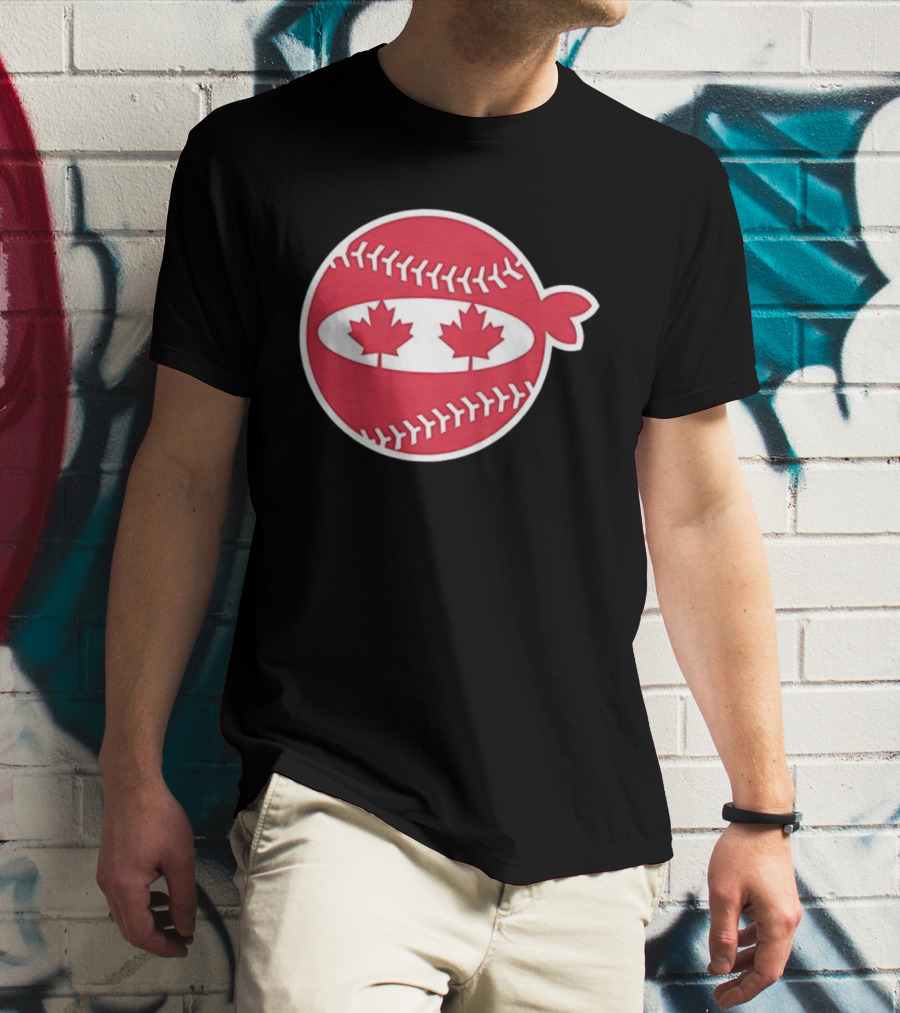 Canada Baseball Maple Leaf Ninja Pitching T-Shirt