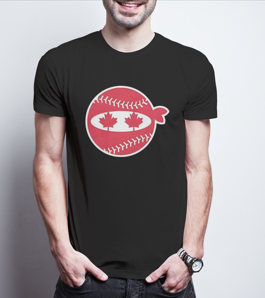 Canada Baseball Maple Leaf Ninja Pitching T-Shirt