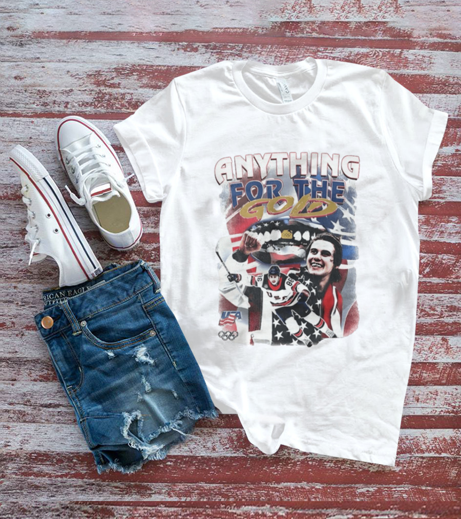 Anything For The Gold Usa Hockey American Flag Jack Hughes T-Shirt