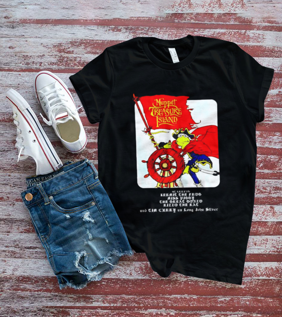 Kermit The Frog Muppet Treasure Island 1996 Steering Pirate Ship T-Shirt