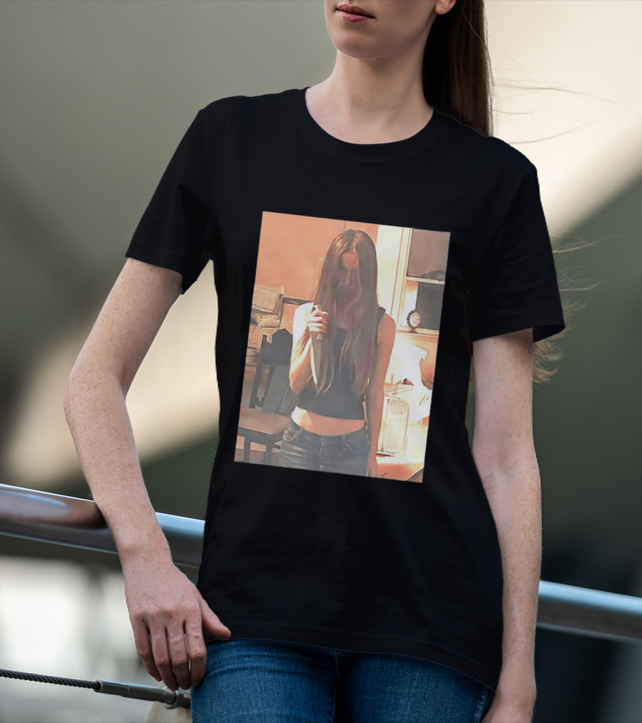 Long Hair Girl With Survival Knife In Room T-Shirt