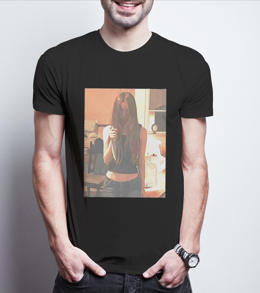 Long Hair Girl With Survival Knife In Room T-Shirt