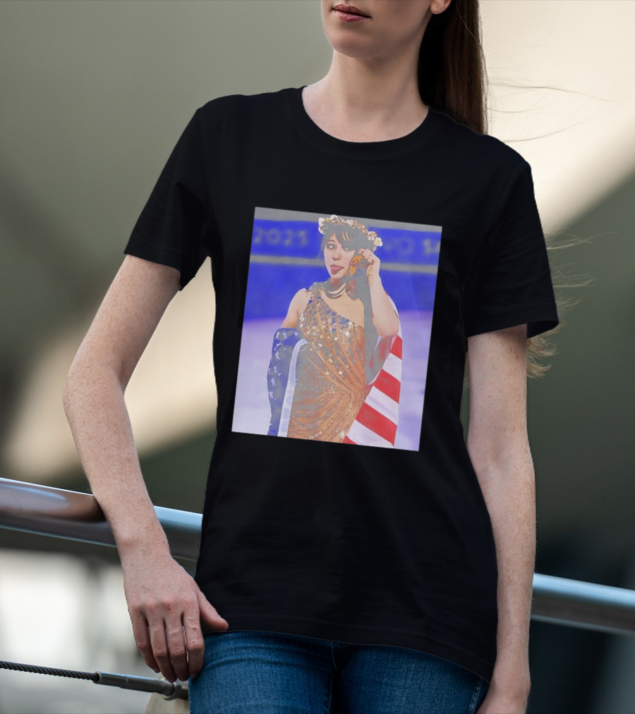 Alysa Liu Gold Medal USA Team Celebration With American Flag T-Shirt