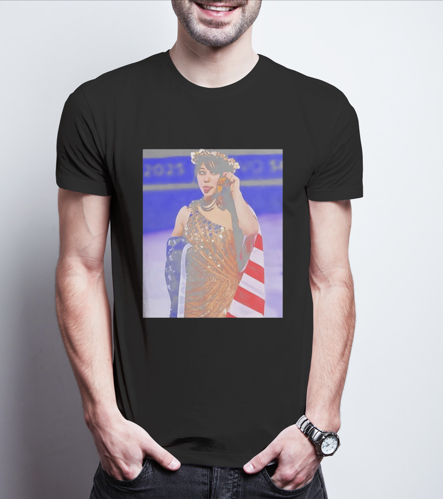 Alysa Liu Gold Medal USA Team Celebration With American Flag T-Shirt