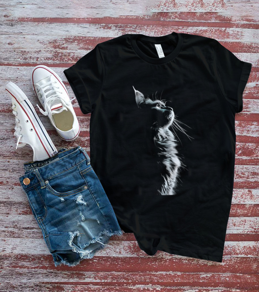 Cat Light And Shadow White Silhouette Feline T-Shirt